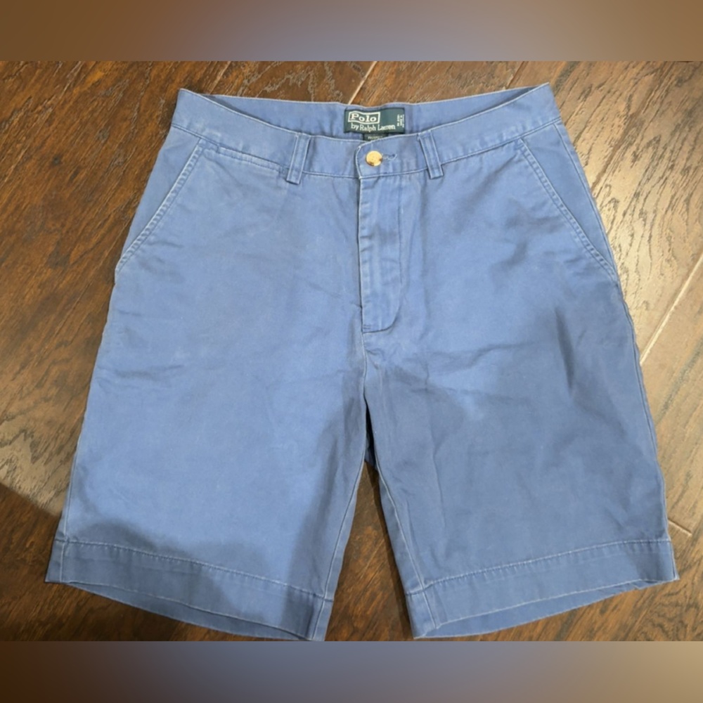 Polo by Ralph Lauren Men's Light Blue Flat Front Shorts